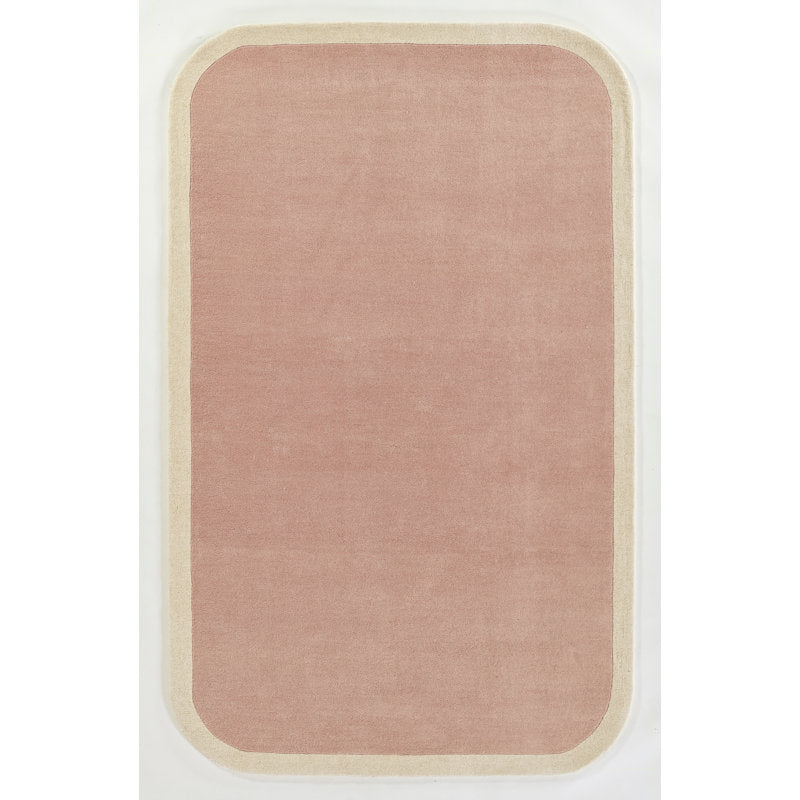 Blush Pink Minimalist Area Rug with Cream Border – Soft Modern Hand-Tufted Carpet for Living Room, Bedroom & Office Décor