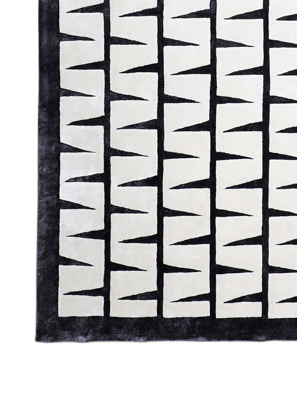 Modern Geometric Hand-Knotted Wool Rug | Black & Ivory Contemporary Area Carpet | Minimalist Handmade Living Room & Bedroom Decor