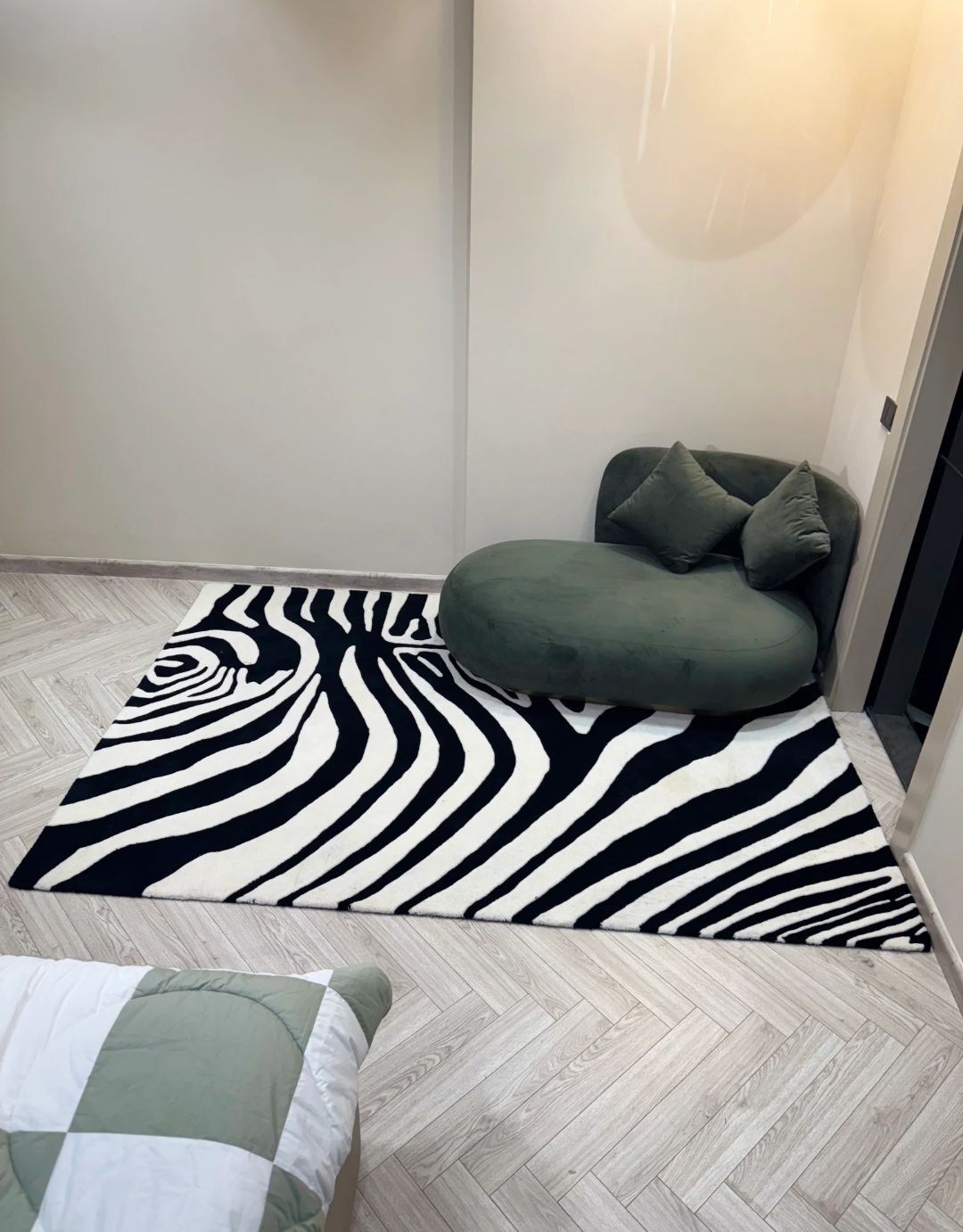 Modern Zebra Print Rug - Bold Black & White Carpet for Living Room or Bedroom Decor