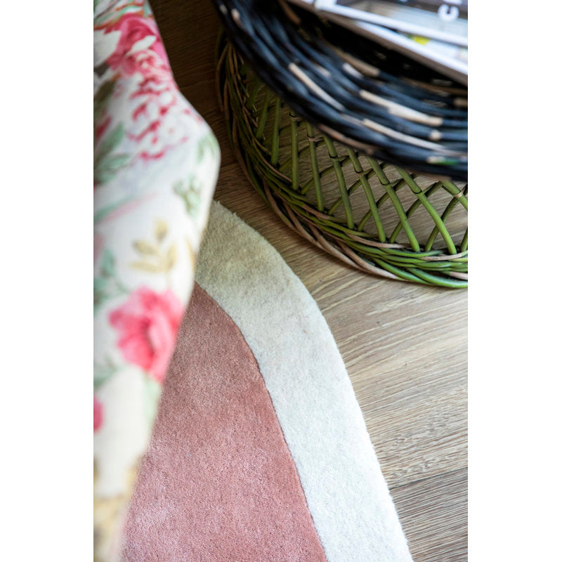 Blush Pink Minimalist Area Rug with Cream Border – Soft Modern Hand-Tufted Carpet for Living Room, Bedroom & Office Décor