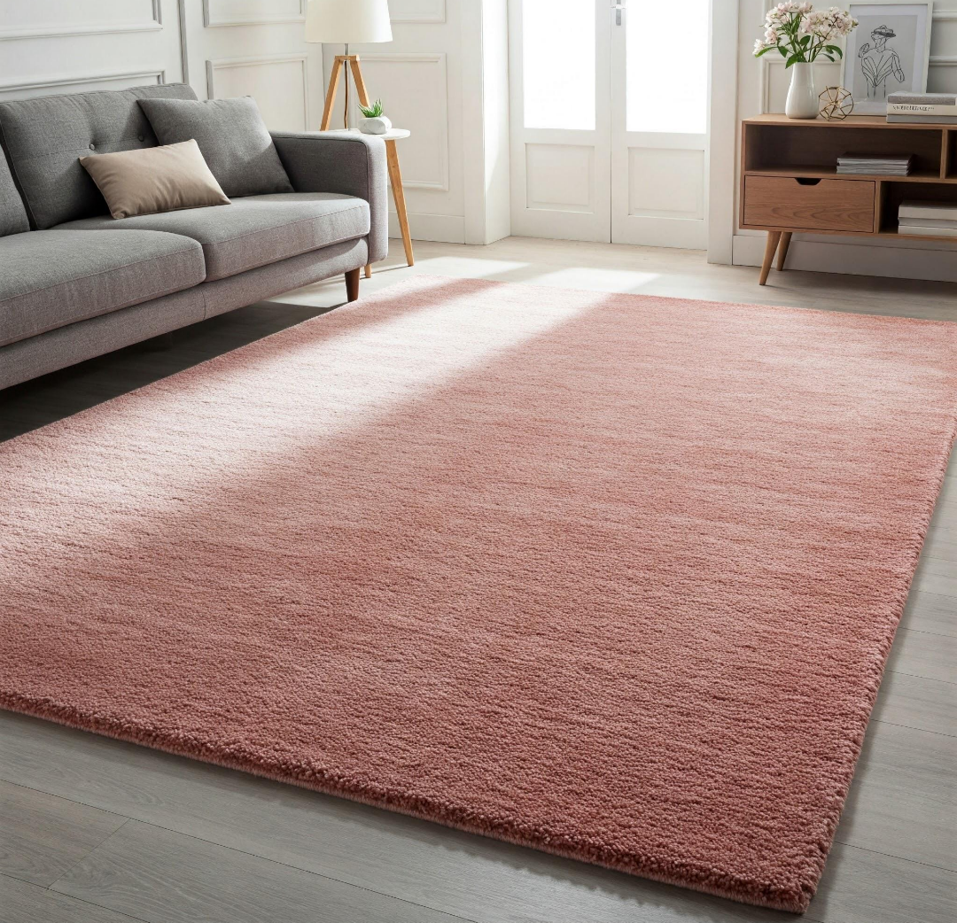 Blush Pink Area Rug Soft Modern Carpet for Living Room Bedroom Handwoven