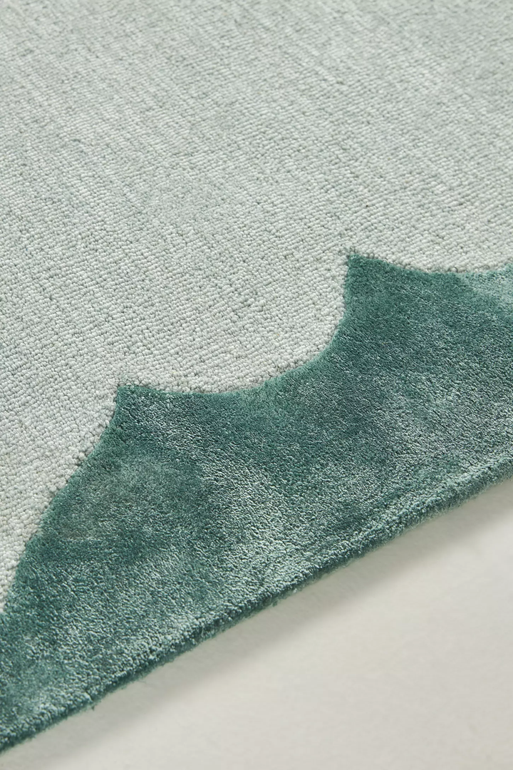Modern Sage Green Hand Tufted Wool Area Rug | Scandinavian Minimalist Geometric Border Carpet | Luxury Living Room, Bedroom & Nursery Rug | Custom Size Handmade Rug