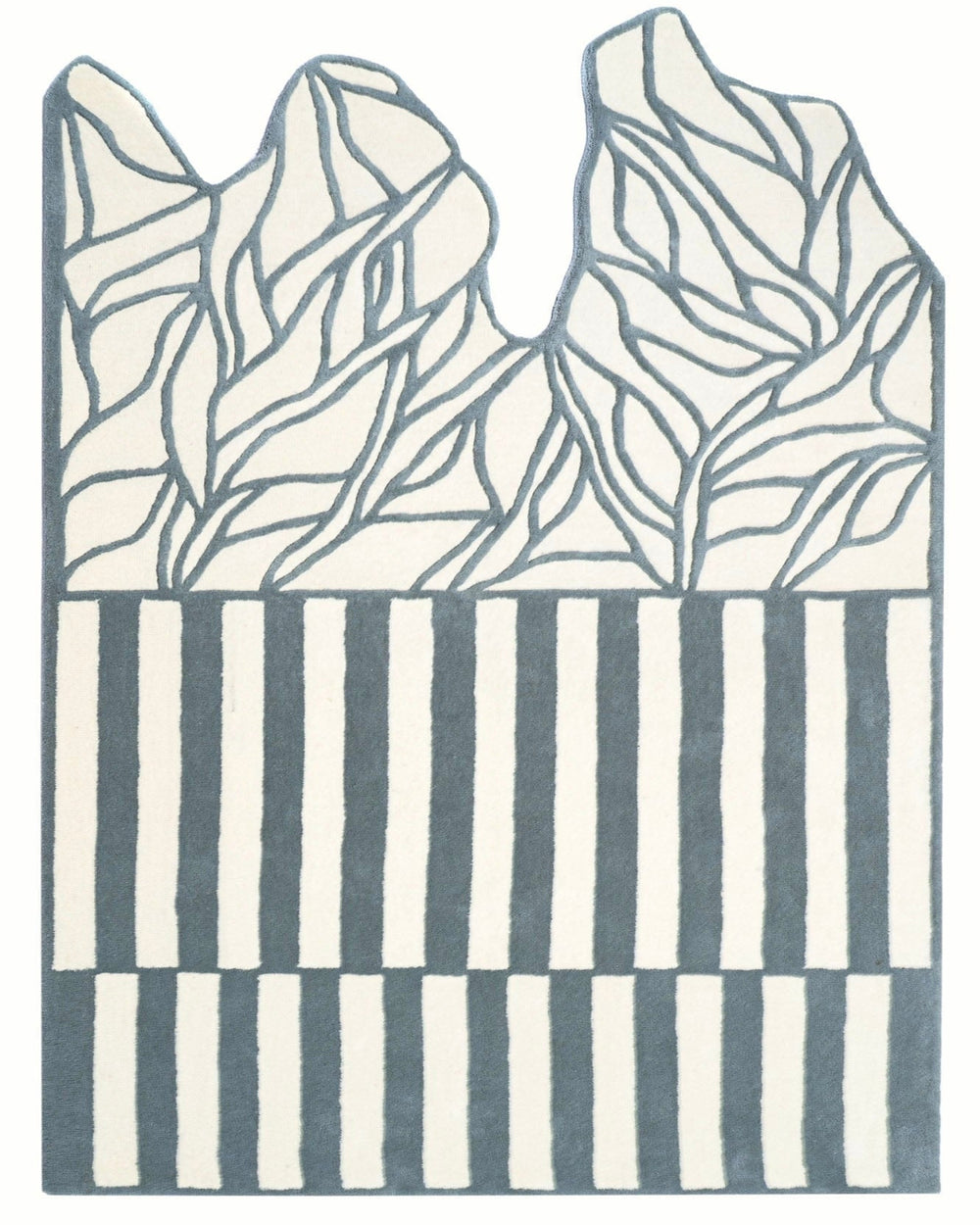 Modern Abstract Hand-Tufted Rug | 3D Illusion Striped & Leaf Design Carpet | Contemporary Artistic Accent Rug for Living Room & Bedroom