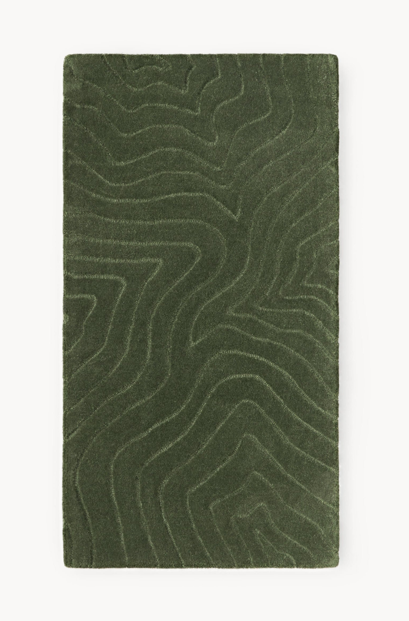 Modern Green Textured Area Rug – Soft Minimalist Carpet for Living Room & Bedroom | Stylish Contemporary Home Decor