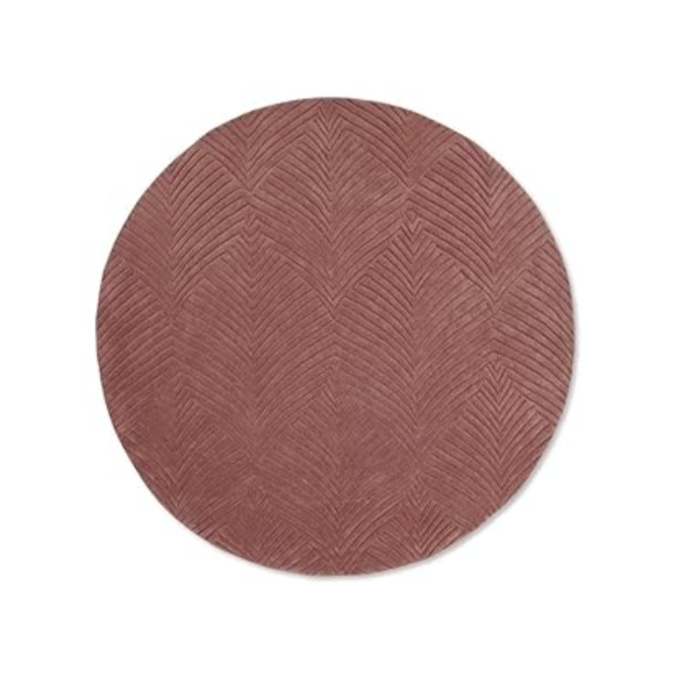 Round Mauve Textured Area Rug – Modern Zigzag Pattern Carpet for Living Room, Bedroom, or Lounge Décor