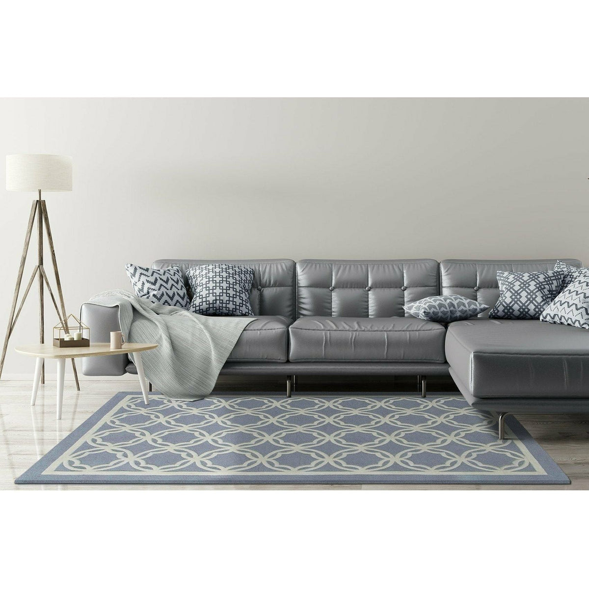 Handmade Grey & Ivory Geometric Rug – Modern Lattice Design Carpet for Living Room, Bedroom & Home Décor