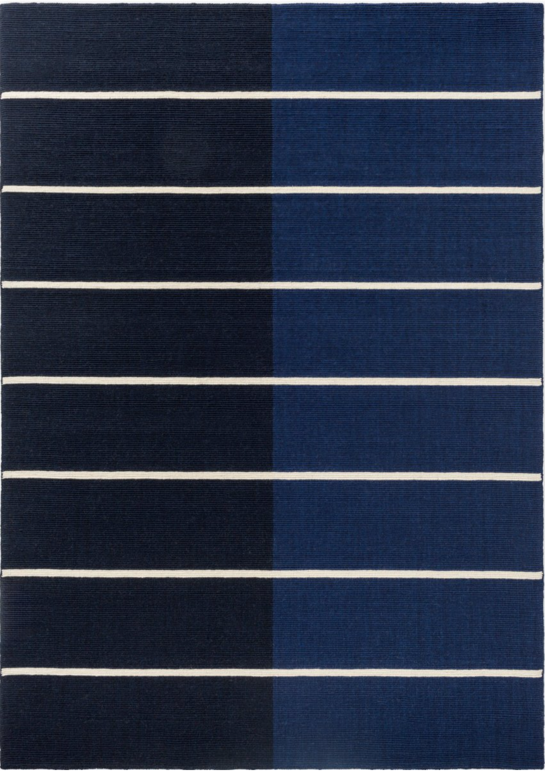Modern Navy Blue Striped Wool Rug – Handwoven Minimalist Geometric Carpet for Living Room, Bedroom & Office Décor