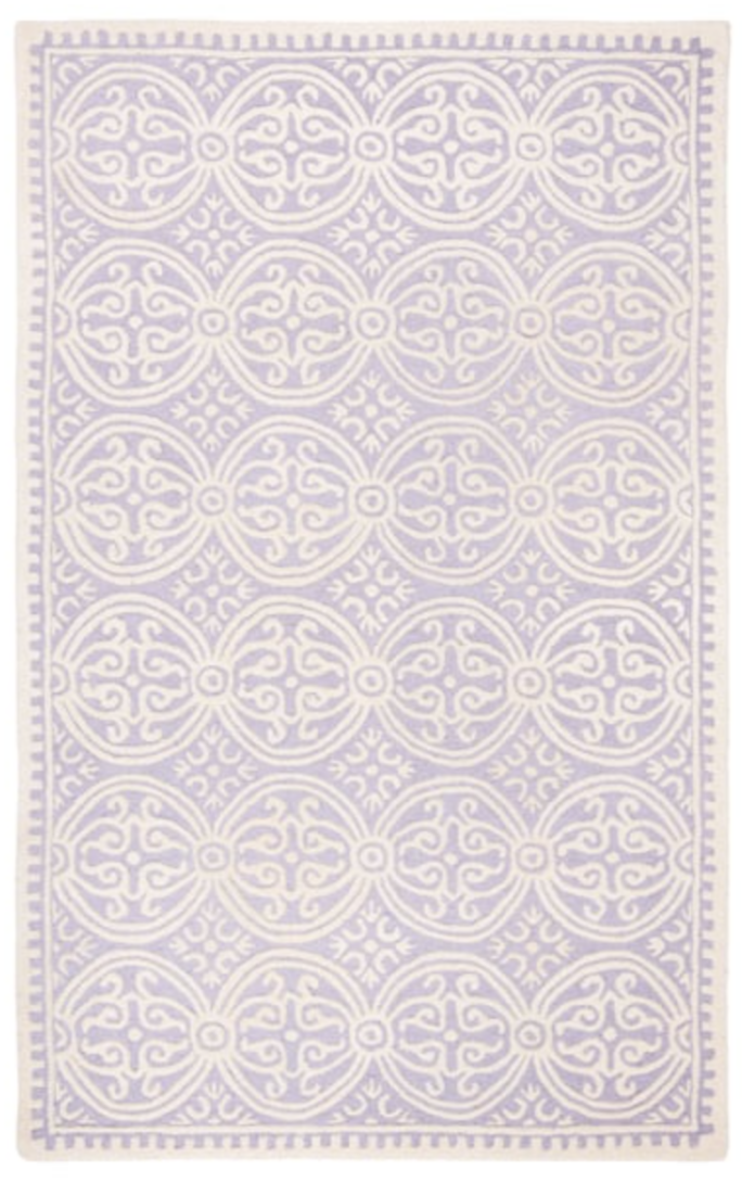 Lavender & Ivory Area Rug with Elegant Geometric Medallion Pattern – Soft Woven Carpet for Living Room, Bedroom & Home Décor