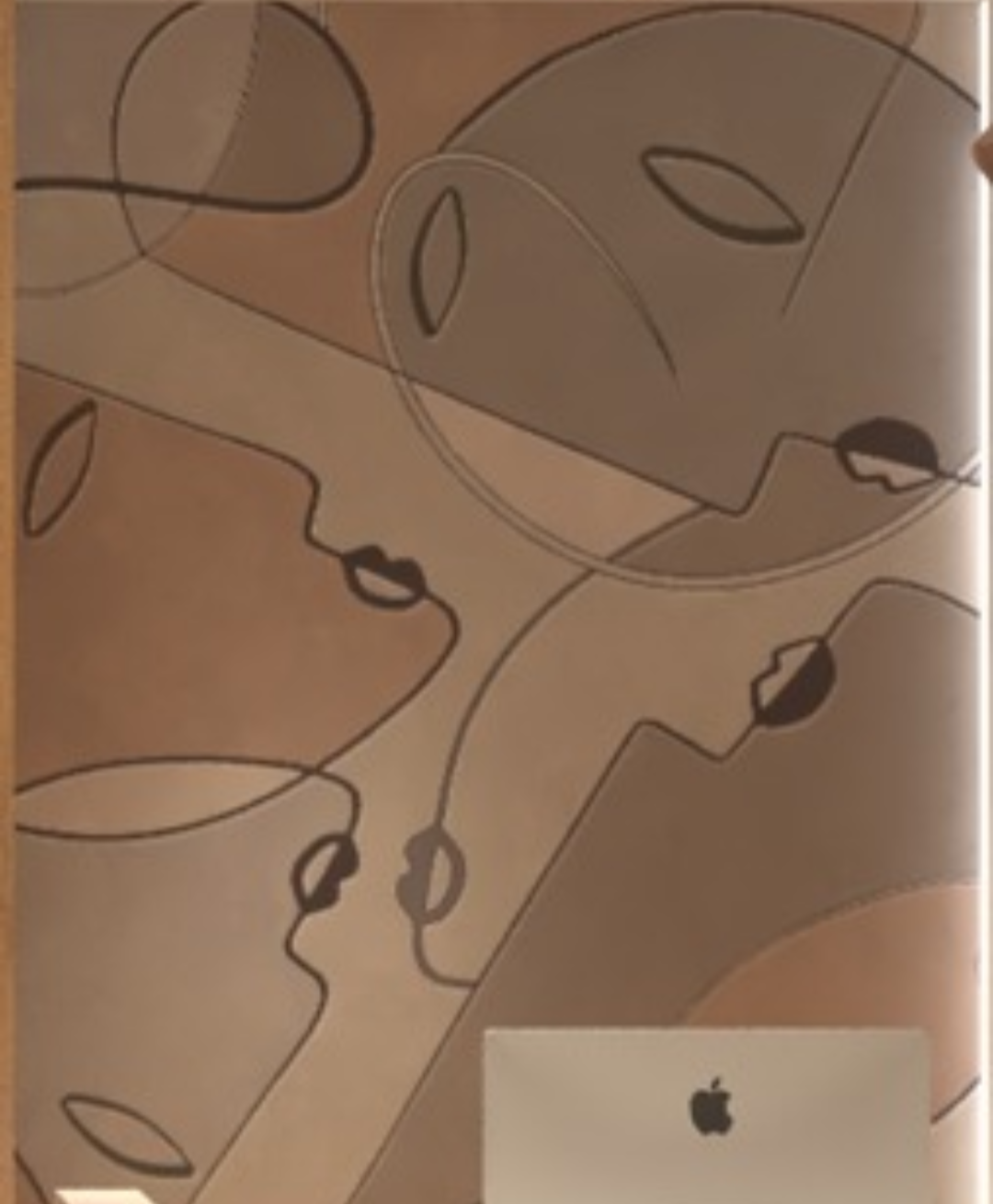 Modern Abstract Face Hand Tufted Rug – Minimalist Line Art Area Rug in Beige & Brown – Contemporary Living Room Carpet