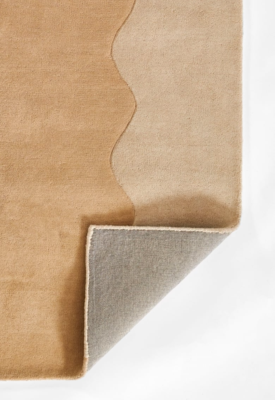 Beige & Tan Wave Edge Modern Area Rug – Minimalist Contemporary Carpet for Living Room, Bedroom & Office Décor