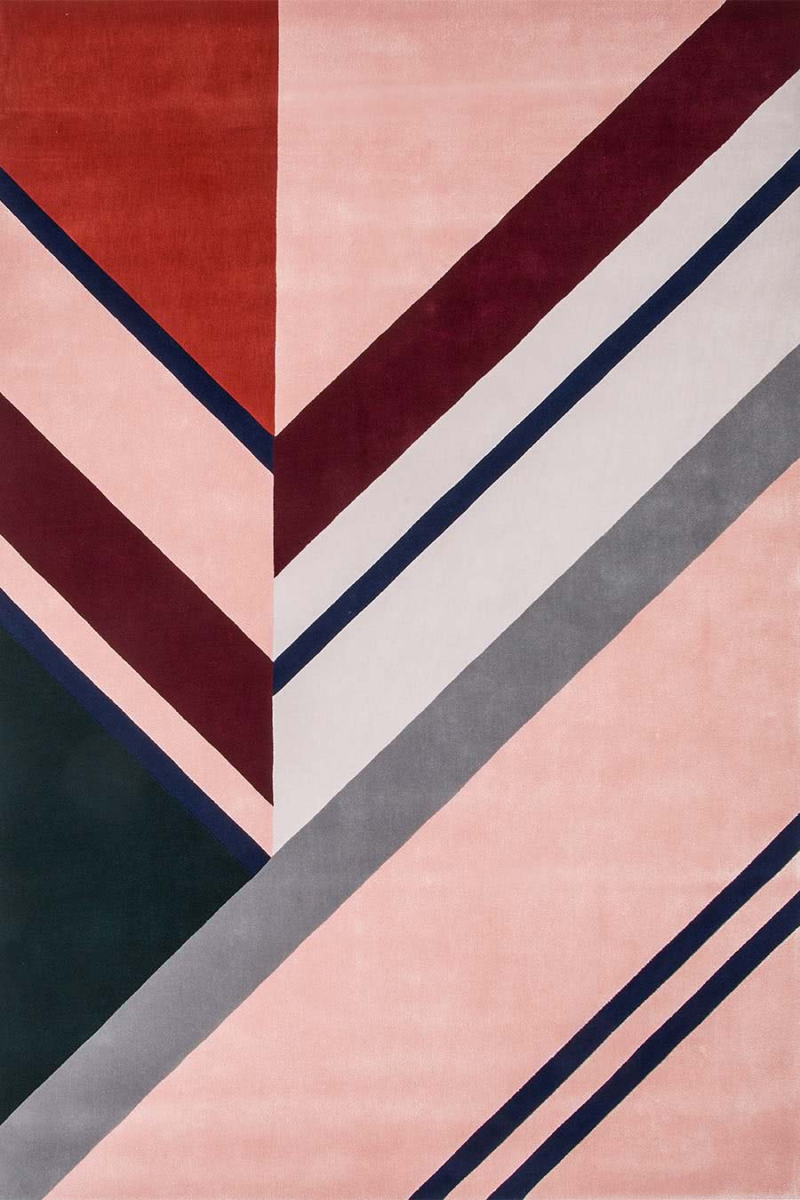 Modern Geometric Hand-Tufted Area Rug | Abstract Pink, Burgundy & Grey Designer Carpet for Living Room & Bedroom Décor