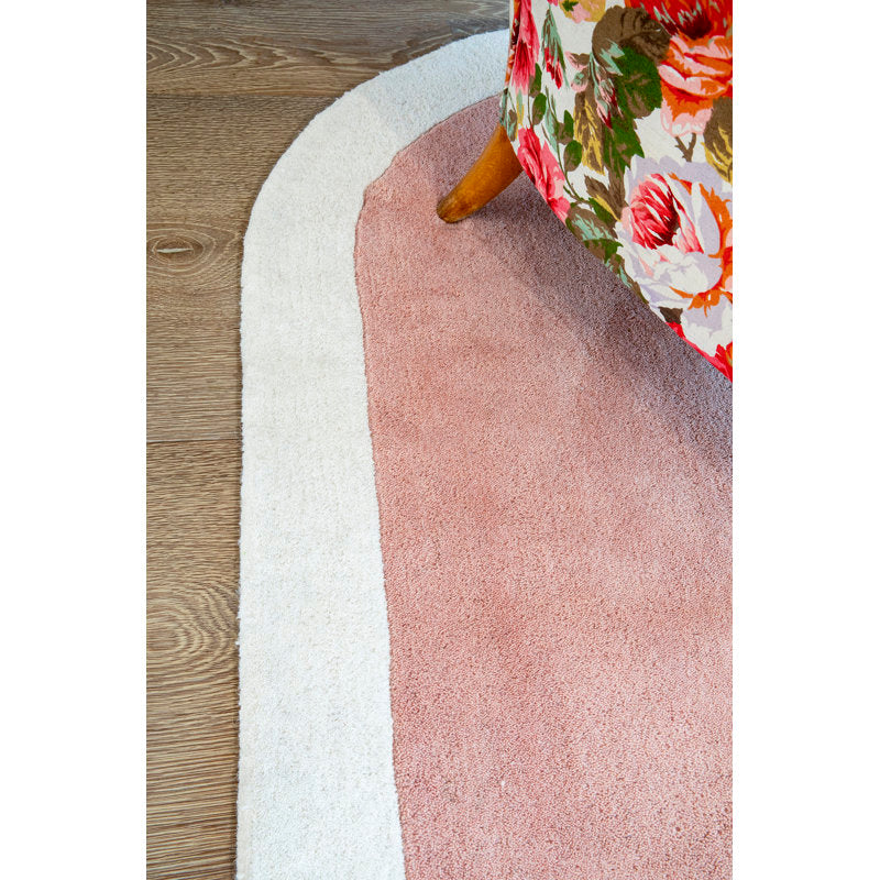 Blush Pink Minimalist Area Rug with Cream Border – Soft Modern Hand-Tufted Carpet for Living Room, Bedroom & Office Décor