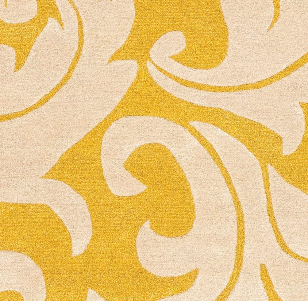 Premium Yellow and Cream Modern Floral Area Rug for Living Room | Hand-Tufted Wool Carpet