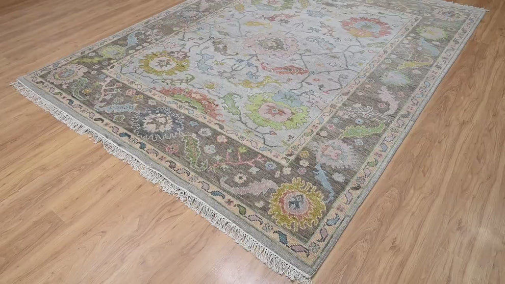 Hand-Knotted Oushak Rug – Luxury Turkish Wool Area Rug | Vintage-Inspired Oriental Carpet for Living Room