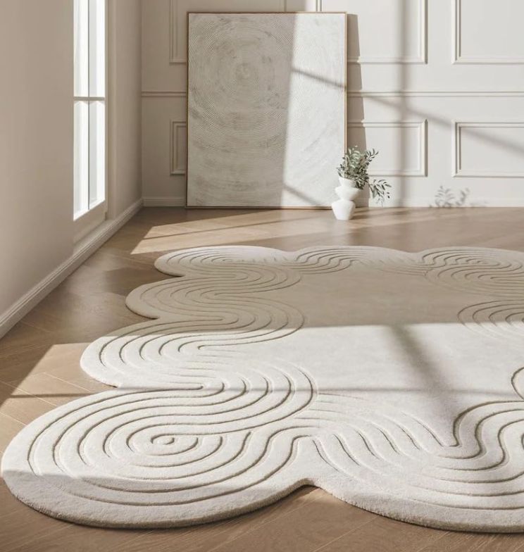 Sculpted Tufted Rug with Organic Wave Patterns Nuha Rugs