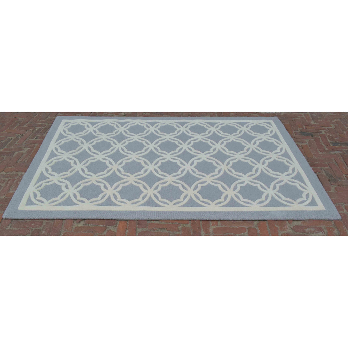 Handmade Grey & Ivory Geometric Rug – Modern Lattice Design Carpet for Living Room, Bedroom & Home Décor