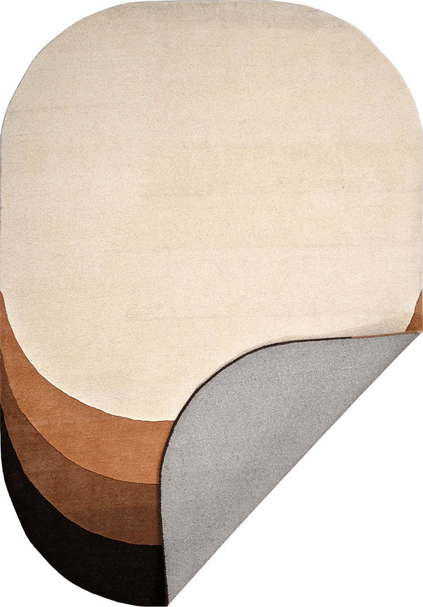 Modern Oval Gradient Rug in Neutral Brown & Beige | Contemporary Hand-Tufted Carpet for Living Room, Bedroom & Office Decor