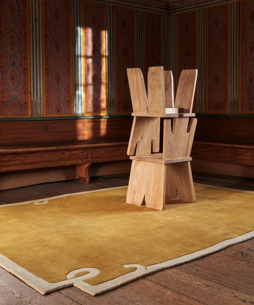 Minimalist Brown Wool Area Rug – Modern Hand-Tufted Carpet with Abstract Border for Living Room & Bedroom Nuha Rugs