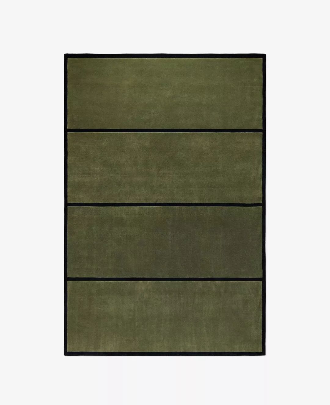 Handmade Olive Green Wool Area Rug – Modern Minimalist Striped Carpet for Living Room, Bedroom & Office