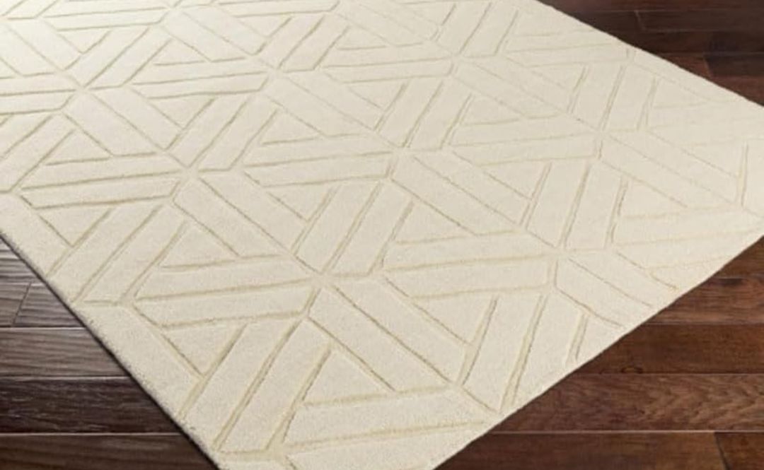 Elegant Off-White Geometric Area Rug Modern Textured Carpet for Living Room, Bedroom, or Office Nuha Rugs
