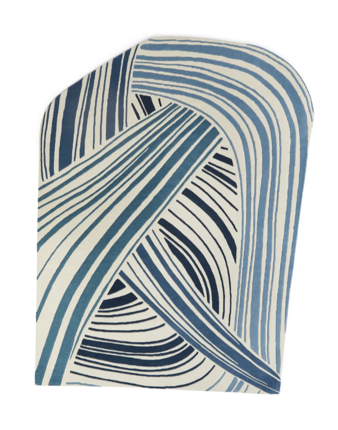 Abstract Blue & White Modern Area Rug – Hand-Tufted Geometric Wave Design Carpet for Living Room, Bedroom, and Office Décor