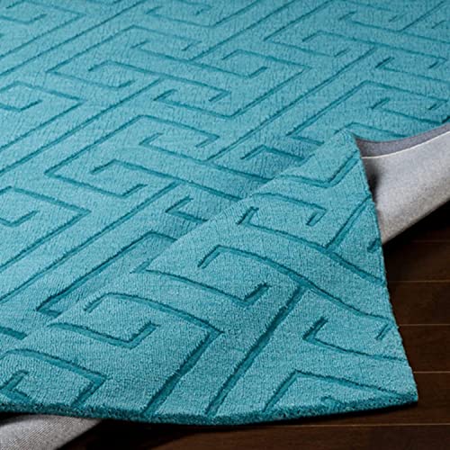 Modern Teal Geometric Area Rug – Soft Living Room Carpet for Bedroom, Office & Home Décor