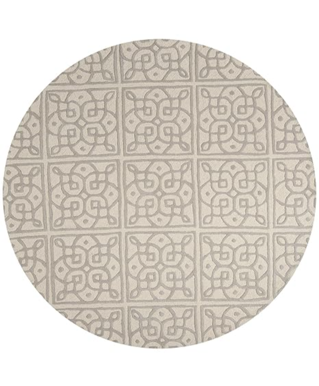 Elegant Round Embossed Area Rug – Ivory Textured Carpet with Classic Pattern for Living Room, Bedroom, or Entryway