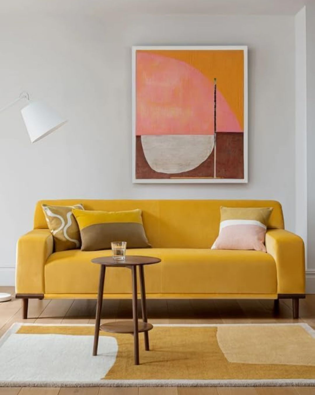 Modern Mustard and Cream Abstract Area Rug – Hand-Tufted Wool Carpet for Living Room, Bedroom or Office Decor