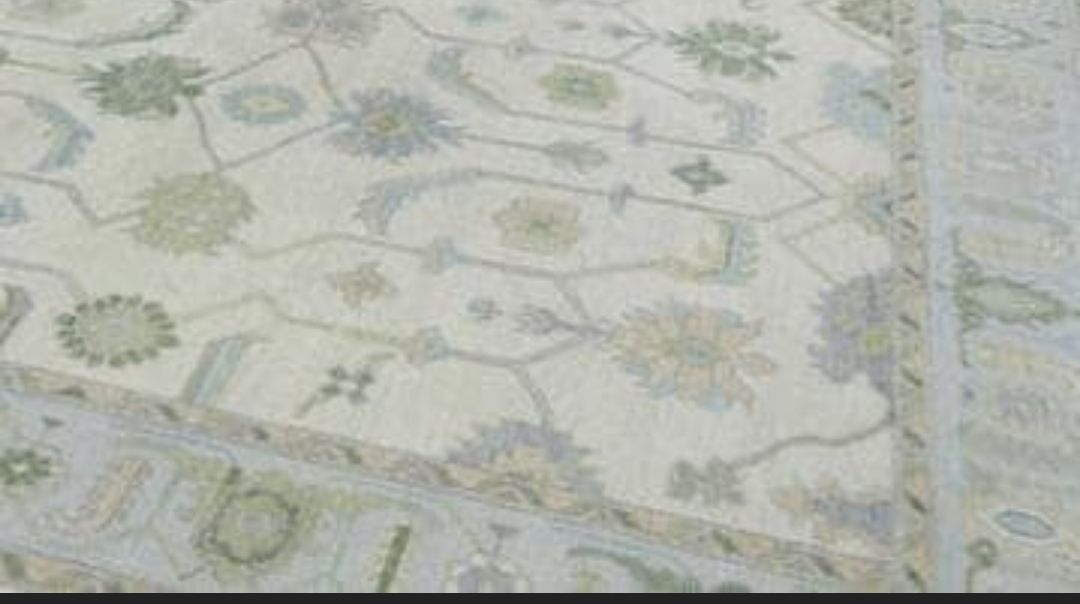Handmade Light Blue Oushak Rug – Soft Wool Vintage Turkish Design | Traditional Oriental Area Carpet