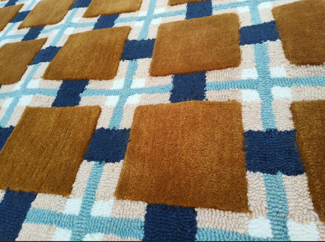 Geometric 3D Illusion Hand-Tufted Rug – Modern Checkered Pattern in Earth Tones Nuha Rugs