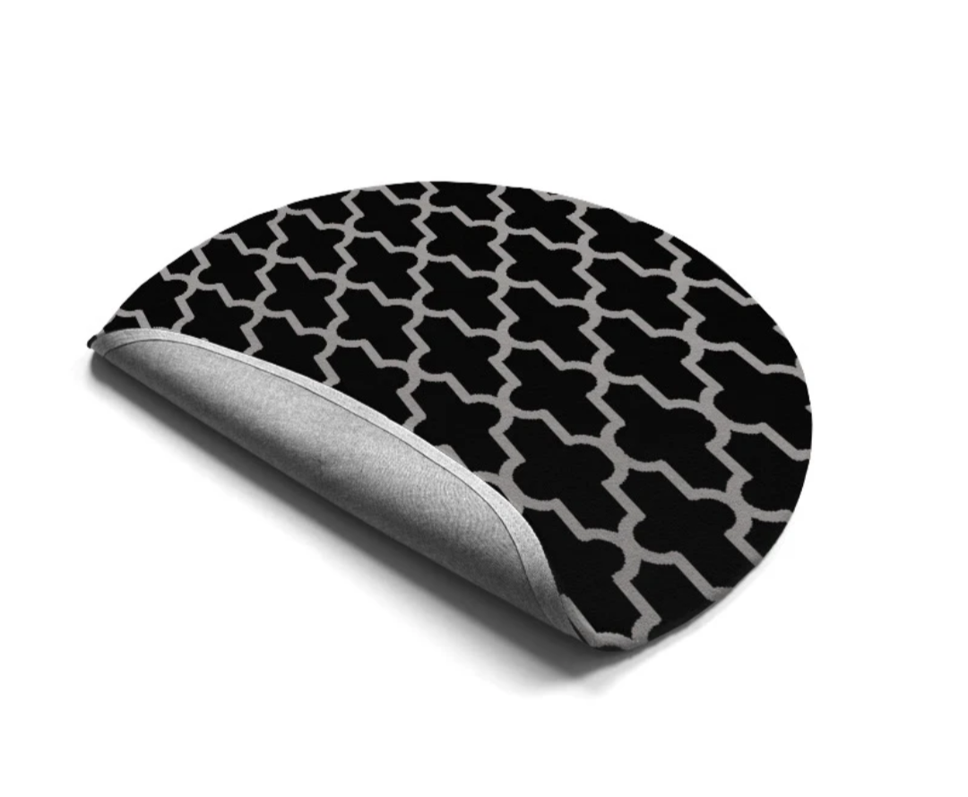 Modern Black & White Round Moroccan Trellis Rug – Geometric Area Carpet for Living Room, Bedroom & Home Décor