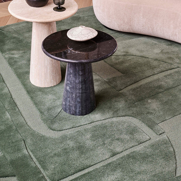 Modern Sage Green Hand Tufted Rug – Luxury Abstract Wool & Silk Area Rug for Living Room & Bedroom