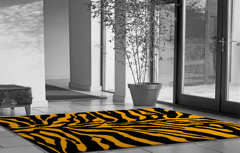 Tiger Print Area Rug – Bold Black and Orange Animal Print Carpet for Living Room, Bedroom & Modern Home Decor