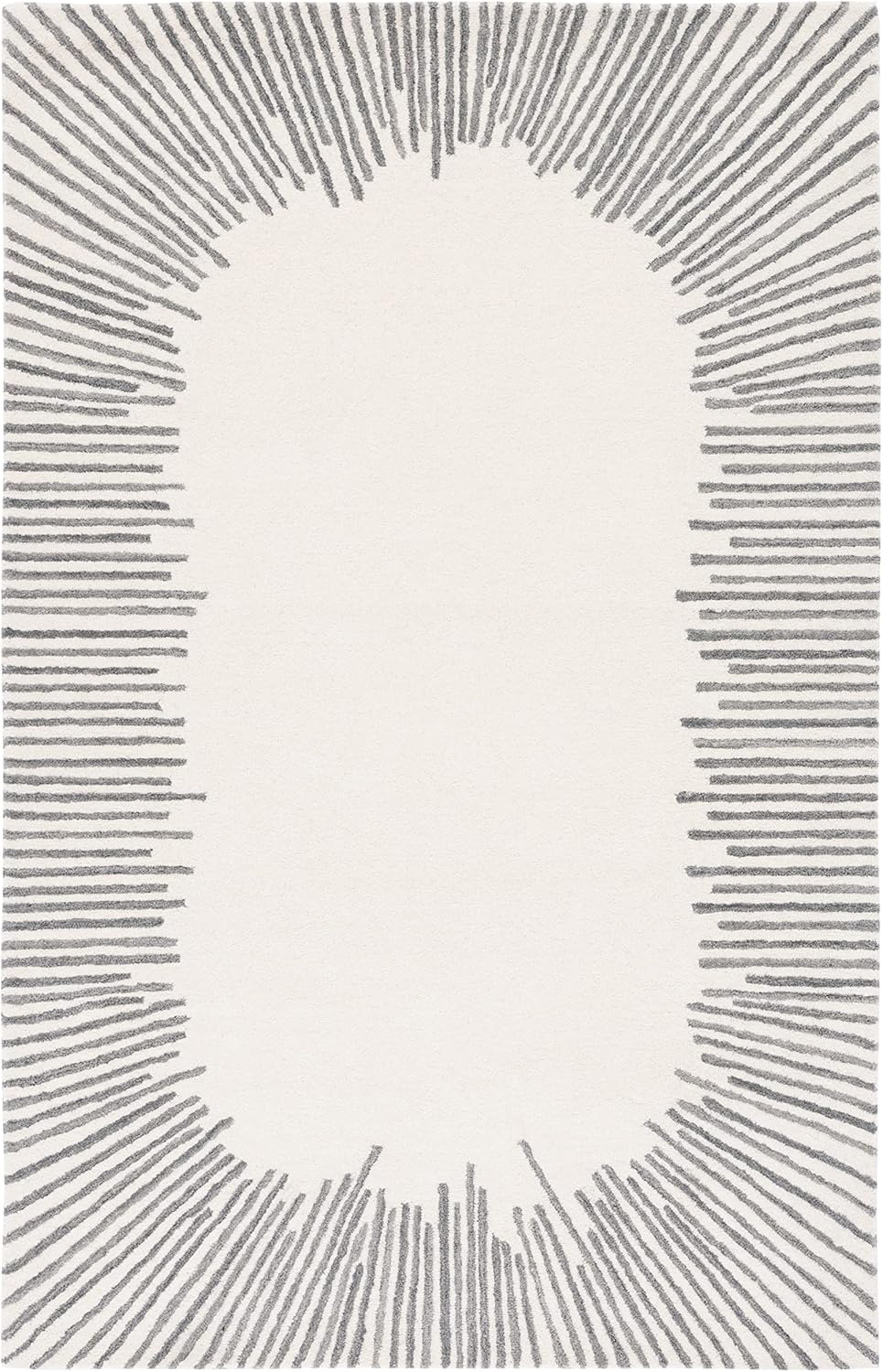 Modern White and Gray Sunburst Area Rug | Hand-Tufted Contemporary Carpet for Living Room, Bedroom & Office Décor
