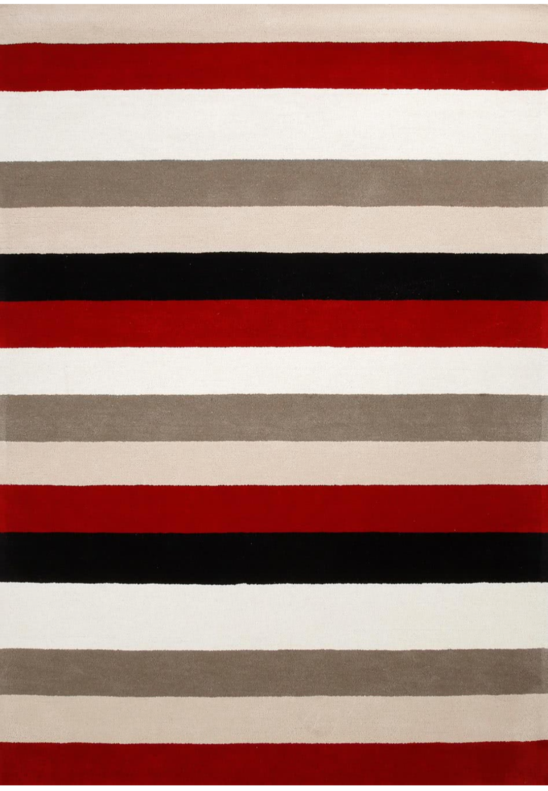 Modern Multicolor Striped Area Rug | Red, Black, Beige & White Carpet for Living Room, Bedroom & Office