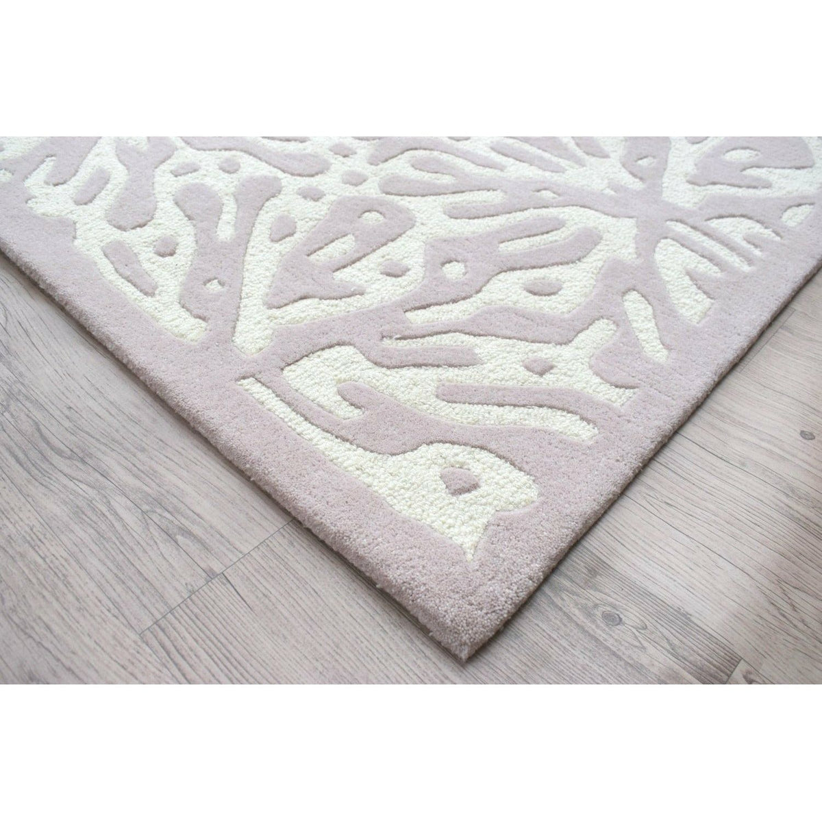 Elegant Hand-Tufted Pink & White Wool Rug – Modern Floral Pattern Carpet for Living Room, Bedroom & Home Décor
