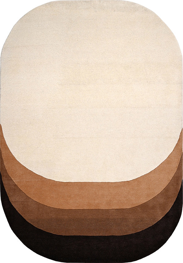 Modern Oval Gradient Rug in Neutral Brown & Beige | Contemporary Hand-Tufted Carpet for Living Room, Bedroom & Office Decor