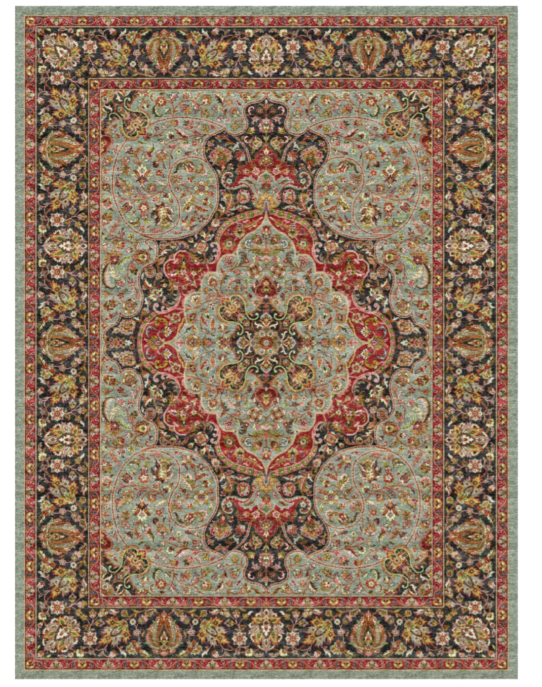 Premium Persian Silk Rug – Royal Floral Medallion Pattern, Elegant Multicolor Silk Carpet for Luxury Living Spaces