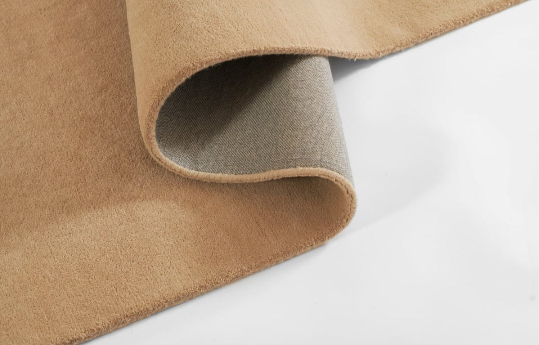Beige & Tan Wave Edge Modern Area Rug – Minimalist Contemporary Carpet for Living Room, Bedroom & Office Décor