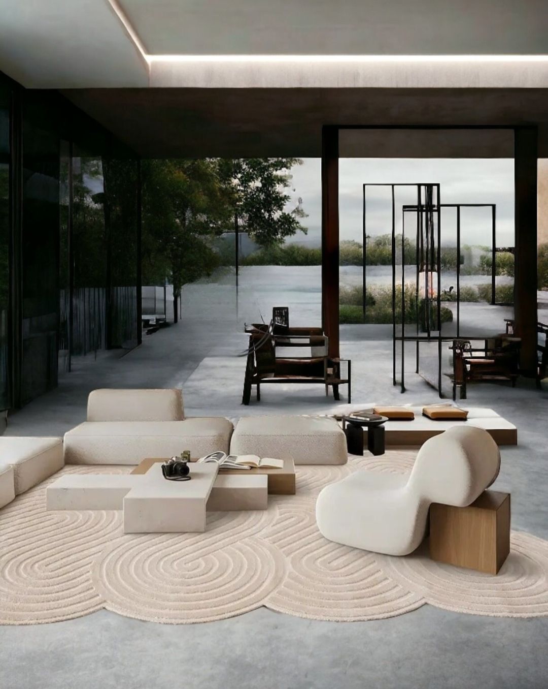 Modern Beige Cloud Shape Rug – Hand-Tufted Soft Wool Carpet | Wavy Minimalist Area Rug for Living Room, Bedroom, Nursery