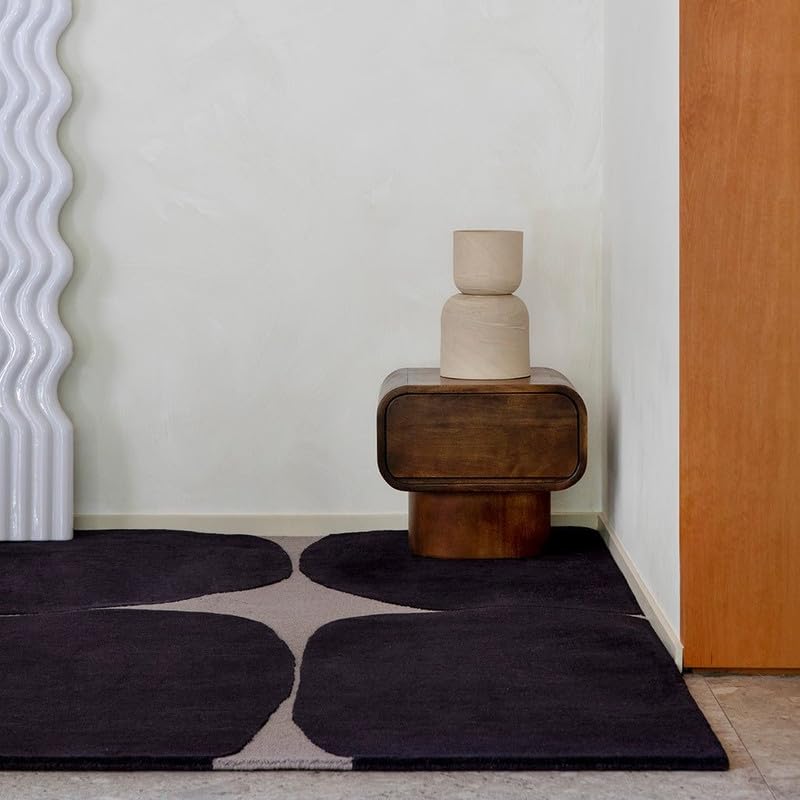 Black and Grey Abstract Modern Rug – Bold Geometric Contemporary Carpet for Living Room, Bedroom & Office Décor