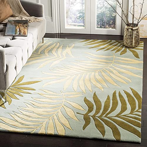 Modern Tropical Leaf Area Rug – Green & Beige Botanical Design for Living Room, Bedroom, and Home Décor
