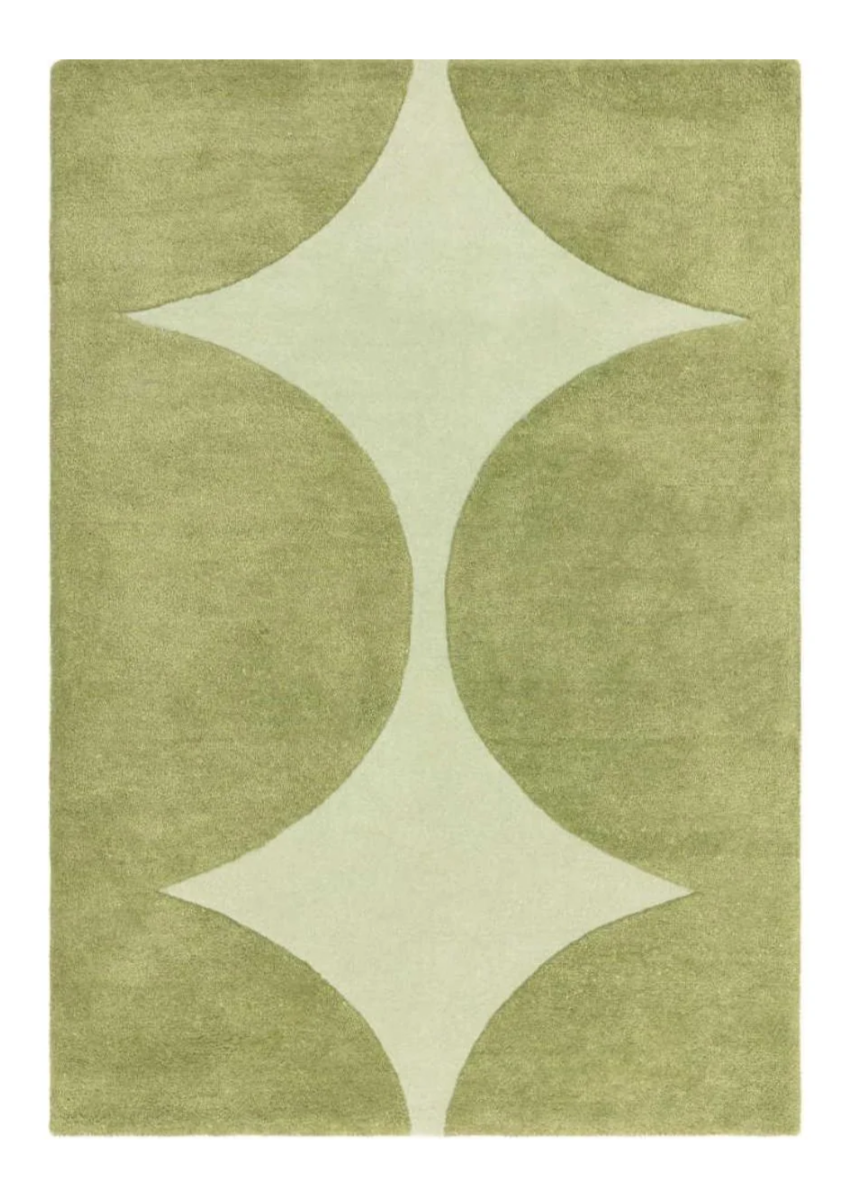 Green Geometric Modern Area Rug – Minimalist Starburst Design Contemporary Carpet for Living Room, Bedroom & Office Decor