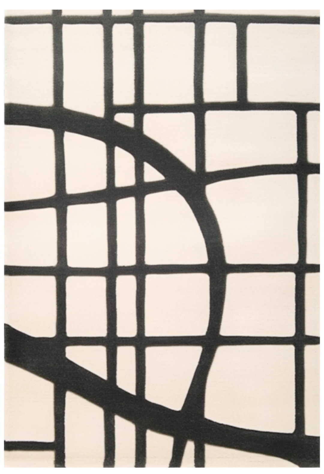 Modern Black and White Abstract Grid Area Rug – Contemporary Minimalist Carpet for Living Room, Bedroom & Office Decor