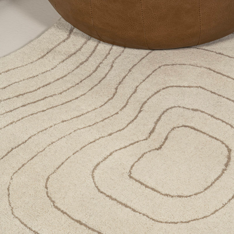 Modern Irregular Hand-Tufted Rug – Cream Textured Neutral Area Carpet for Living Room
