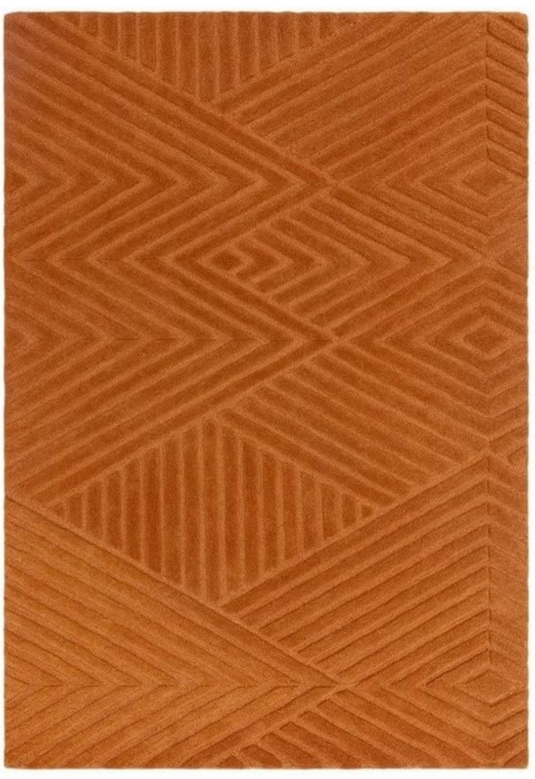 Hand-Tufted Geometric Orange Rug | Modern Area Carpet for Living Room & Home Decor