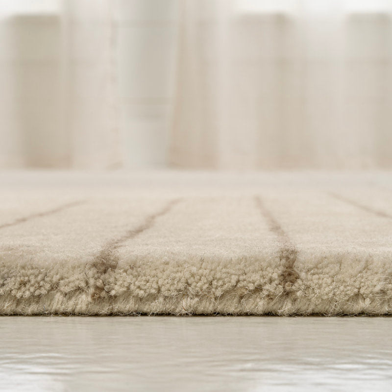 Modern Irregular Hand-Tufted Rug – Cream Textured Neutral Area Carpet for Living Room