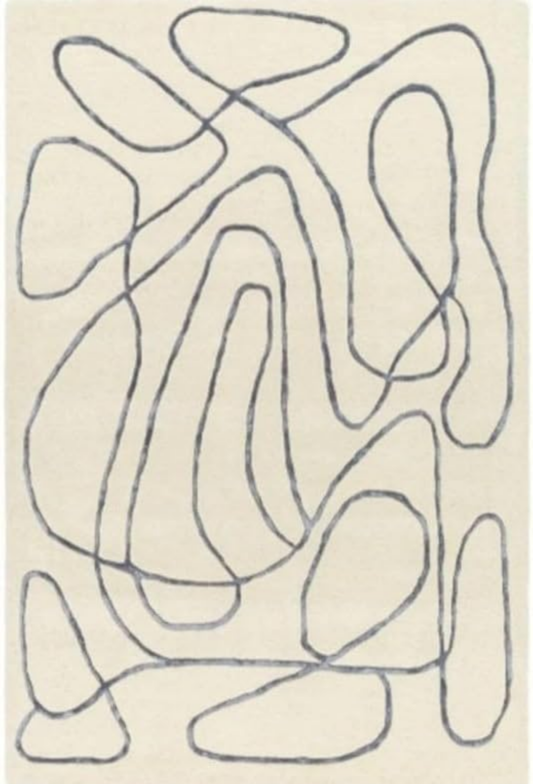 Modern Abstract Line Art Rug | Hand-Tufted Ivory Black Carpet for Living Room Decor
