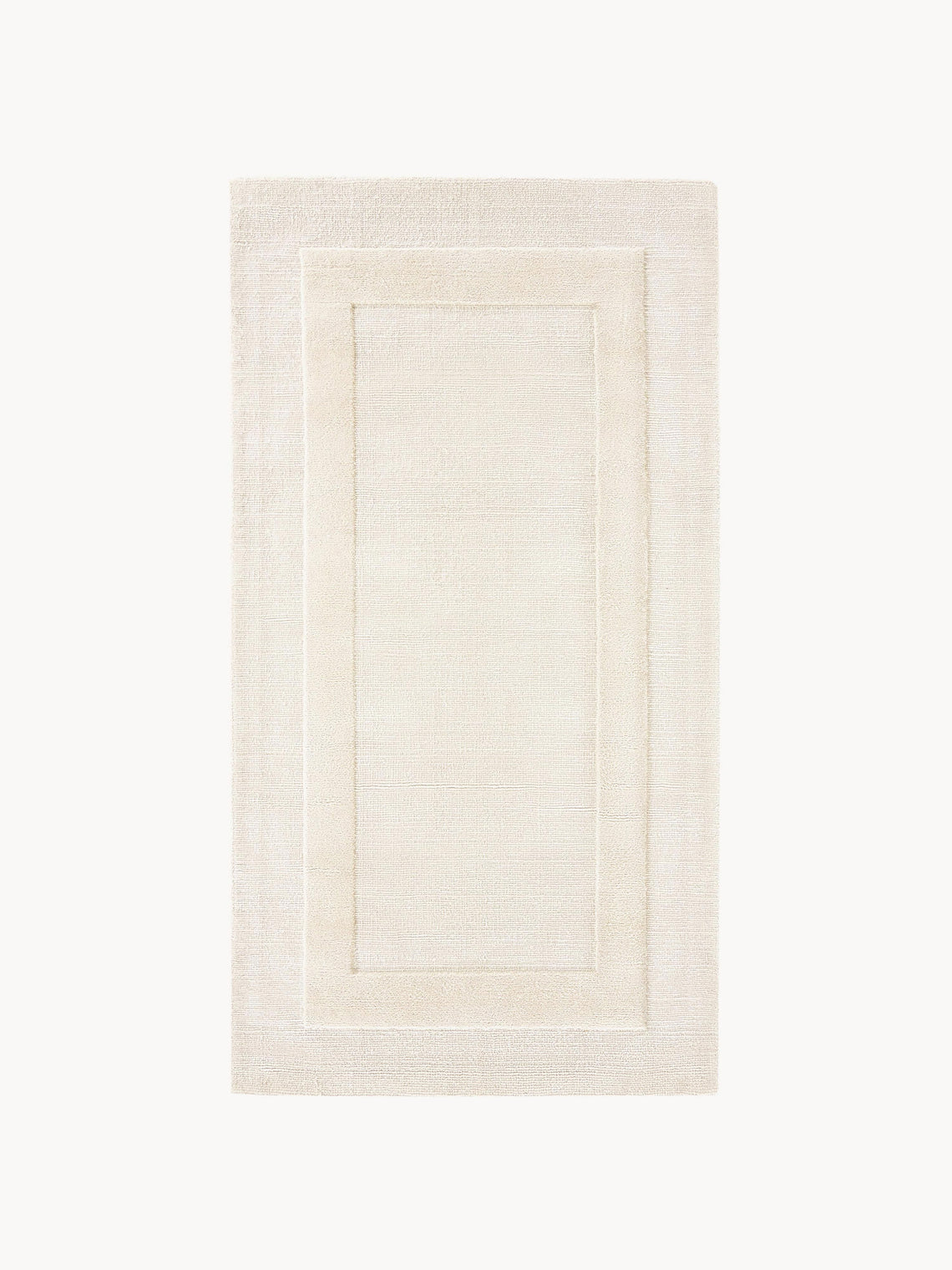 Luxury Cream White Area Rug – Minimalist Modern Carpet with Textured Border for Living Room, Bedroom, or Office