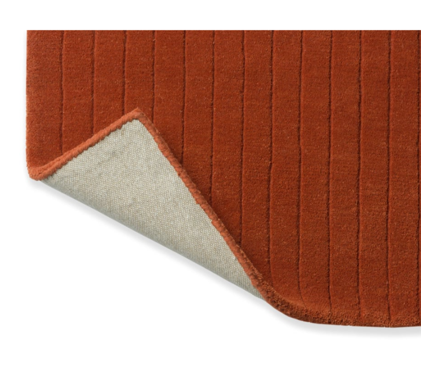 Minimalist Modern Wool Rug – Beige, Terracotta & Green Hand-Tufted Design with Textured Stripes for Living Room & Office Décor